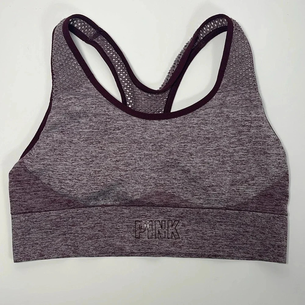 Victoria's Secret Pink Seamless Maroon Sports Bra Women's Size Small